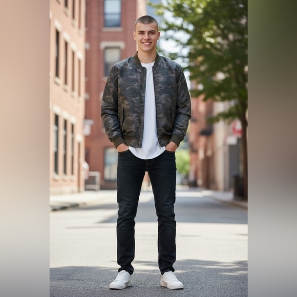 Champion Camo Print Bomber Jacket With Orange Lining - Size XL - Picture 1 of 12